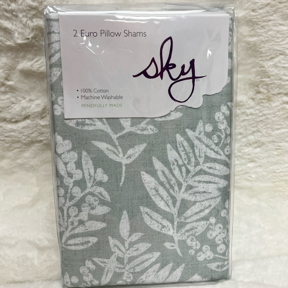 Sky Woodblock Flora Euro (2) Pillowshams New